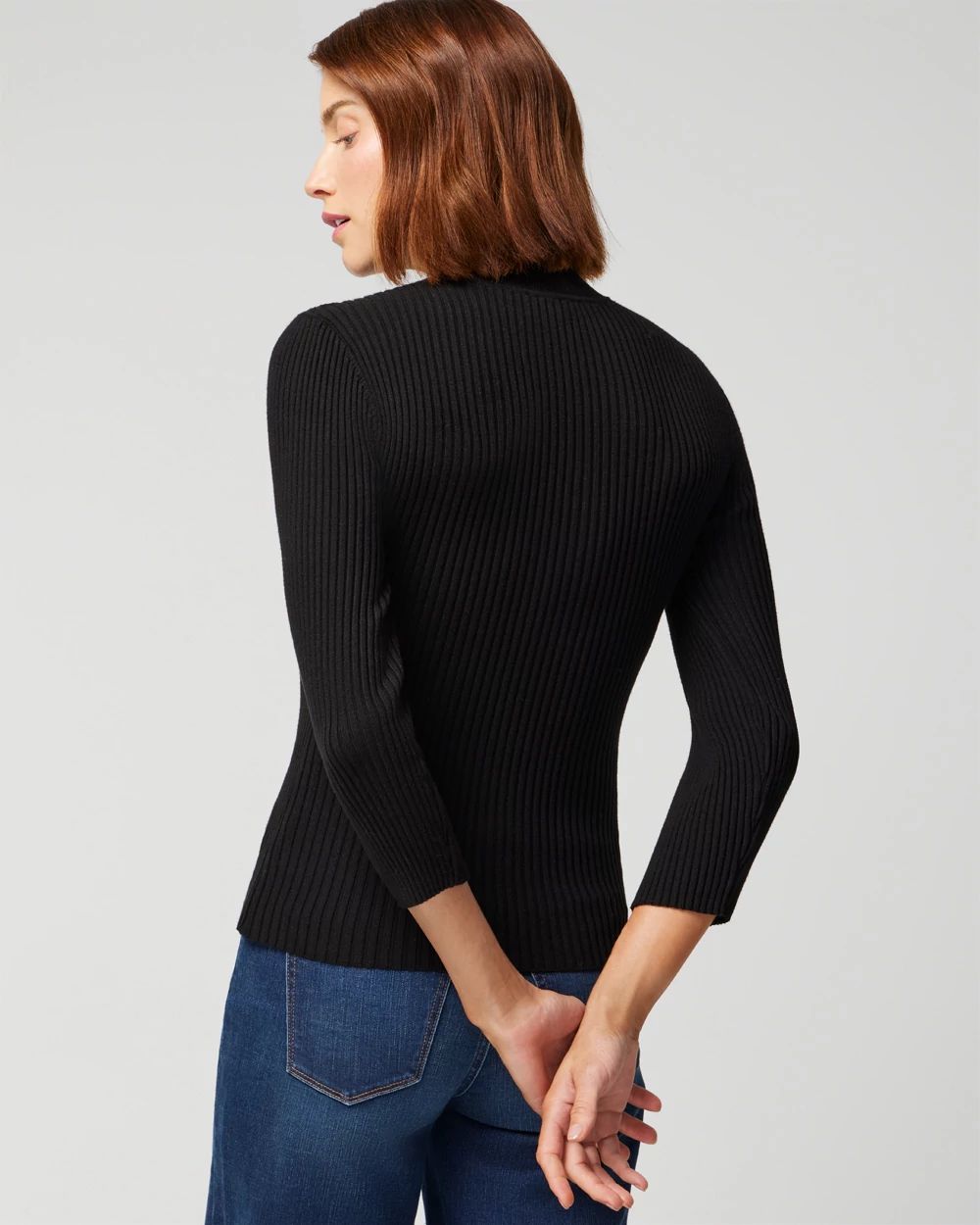 Mock neck three quarter sleeve top hot sale